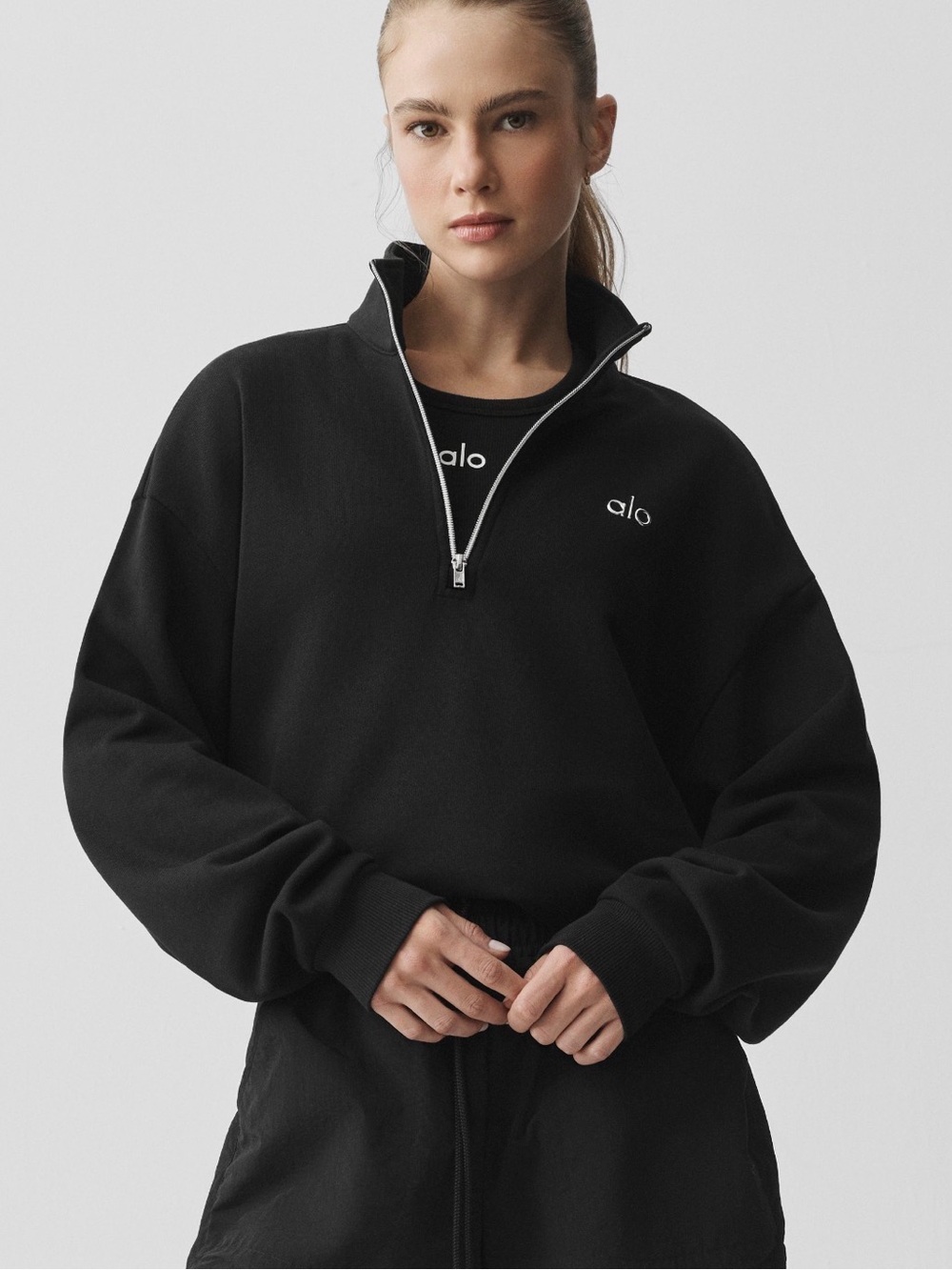 Alo Accolade 1/4 Zip Pullover - Black Sz XS